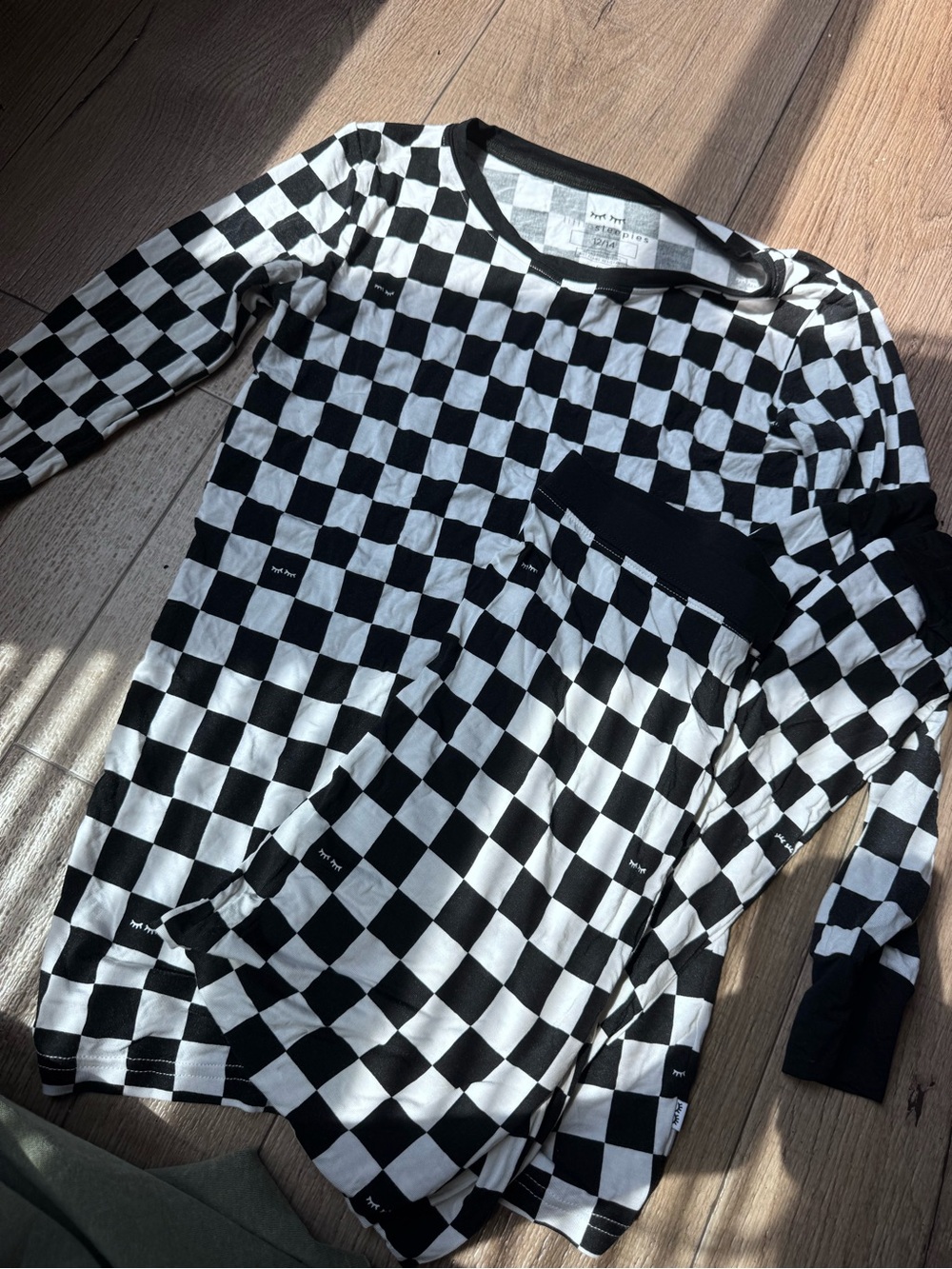 Checkered little sleepies bamboo pj set